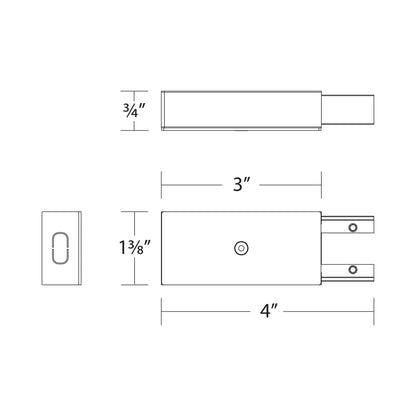 WAC Lighting Outdoor Track End Feed - line drawing.