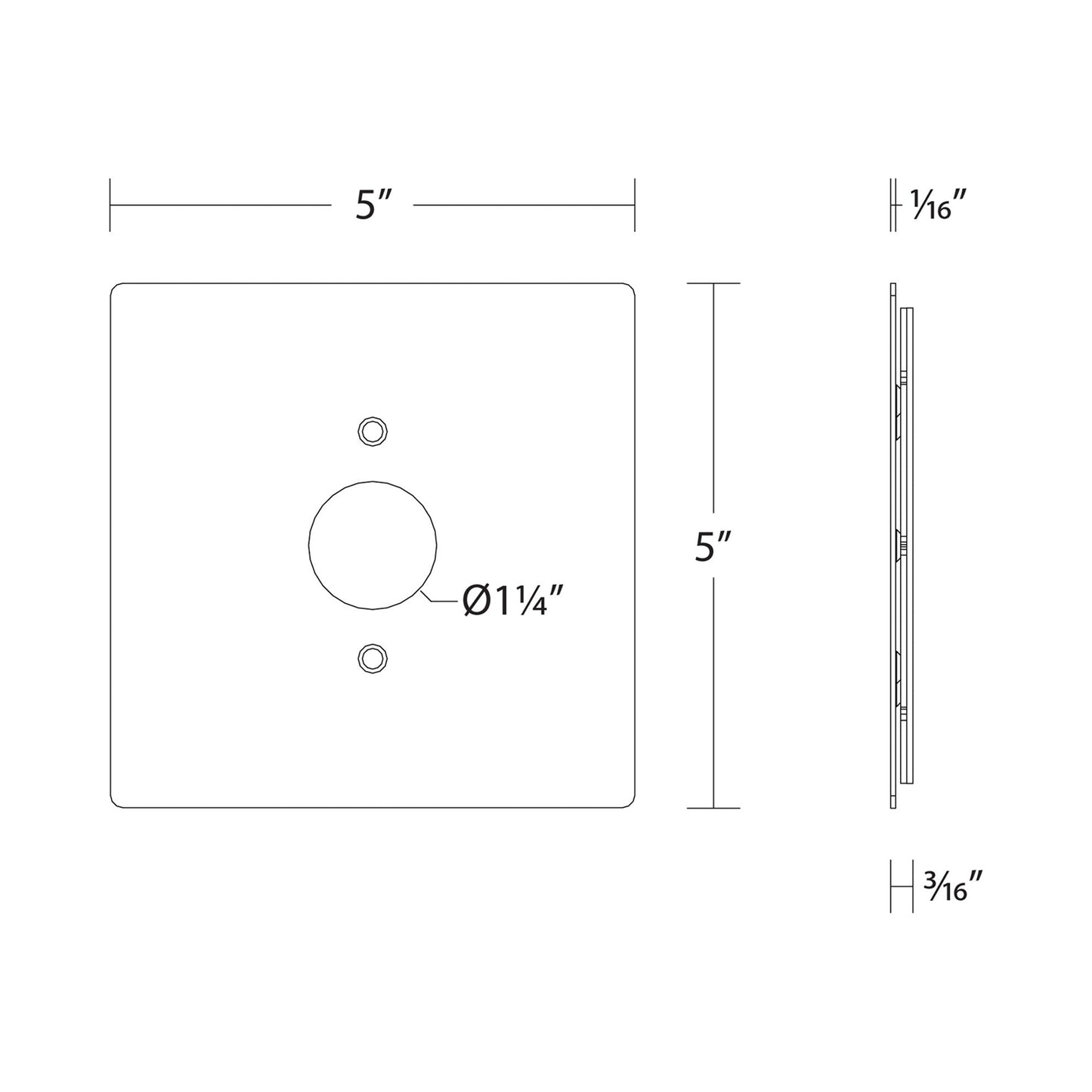 WAC Lighting Outdoor Track J-Box Cover - line drawing.