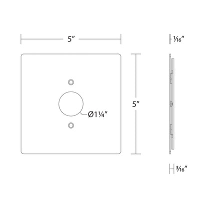 WAC Lighting Outdoor Track J-Box Cover - line drawing.