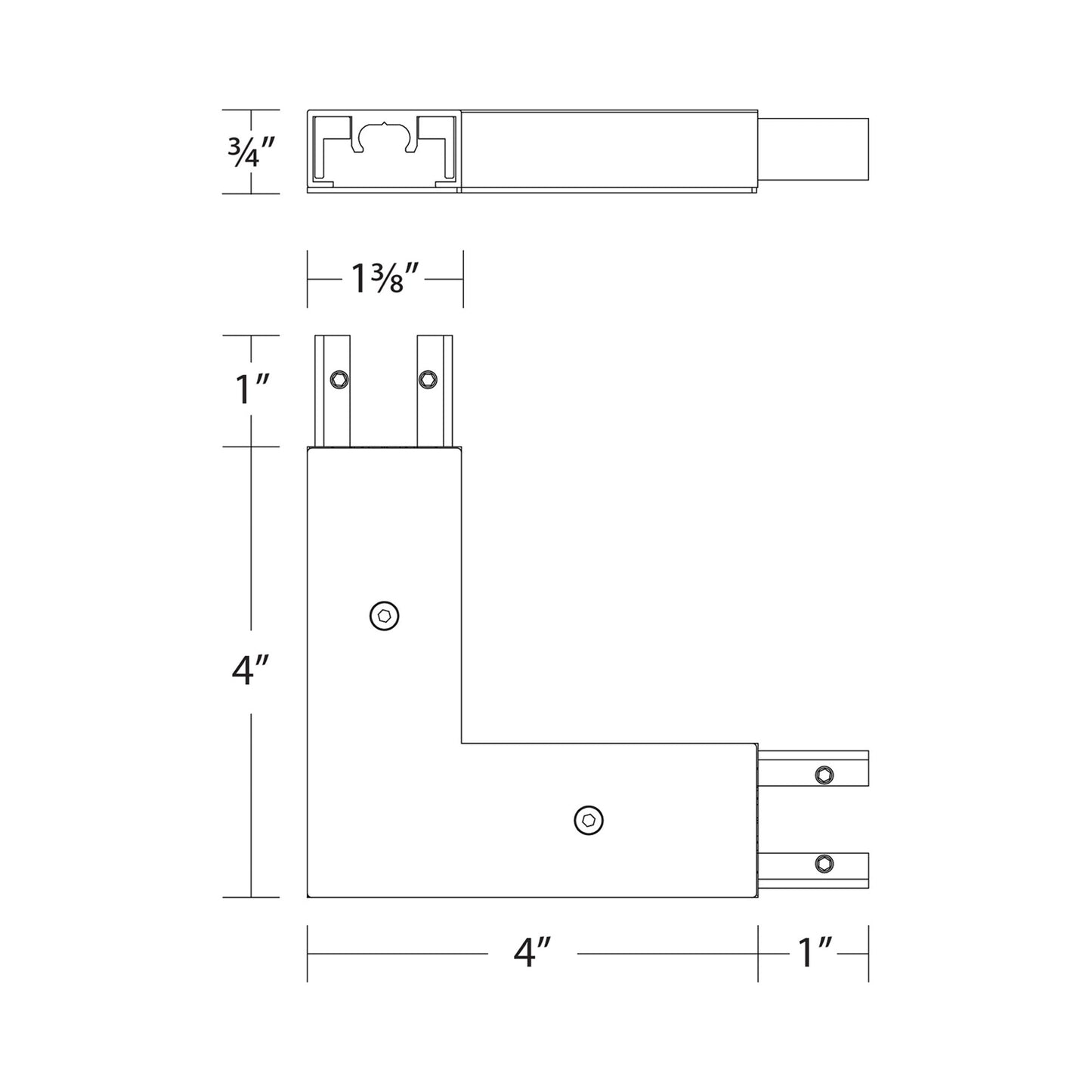 WAC Lighting Outdoor Track L Connector - line drawing.