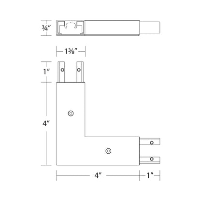 WAC Lighting Outdoor Track L Connector - line drawing.