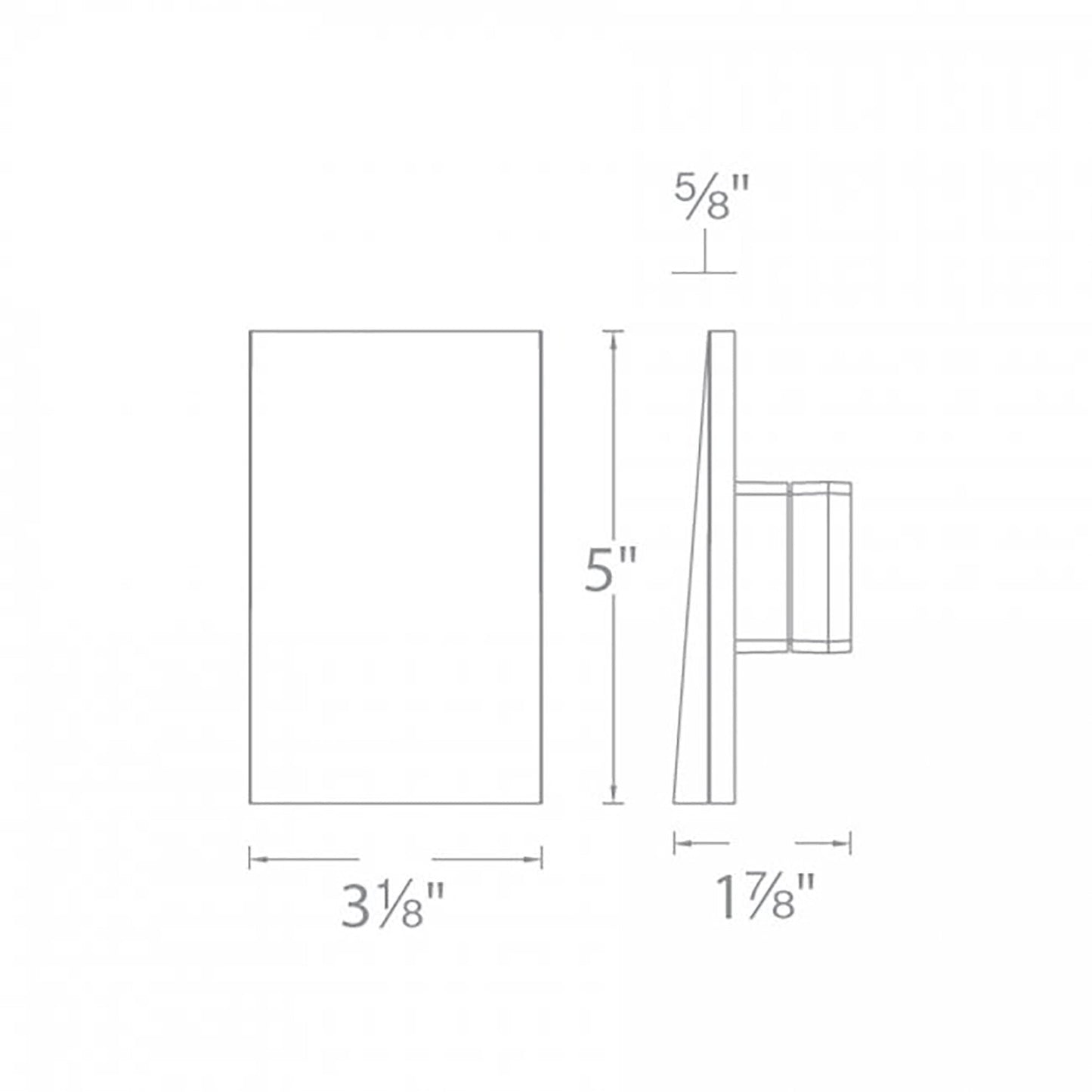 Rectangle Vertical LED Step / Wall Light - line drawing.