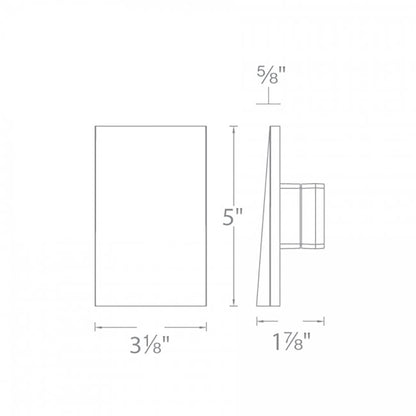 Rectangle Vertical LED Step / Wall Light - line drawing.