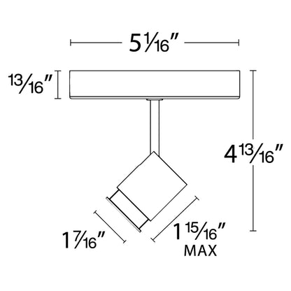 Stealth Silo Monopoint LED Ceiling Light - line drawing.