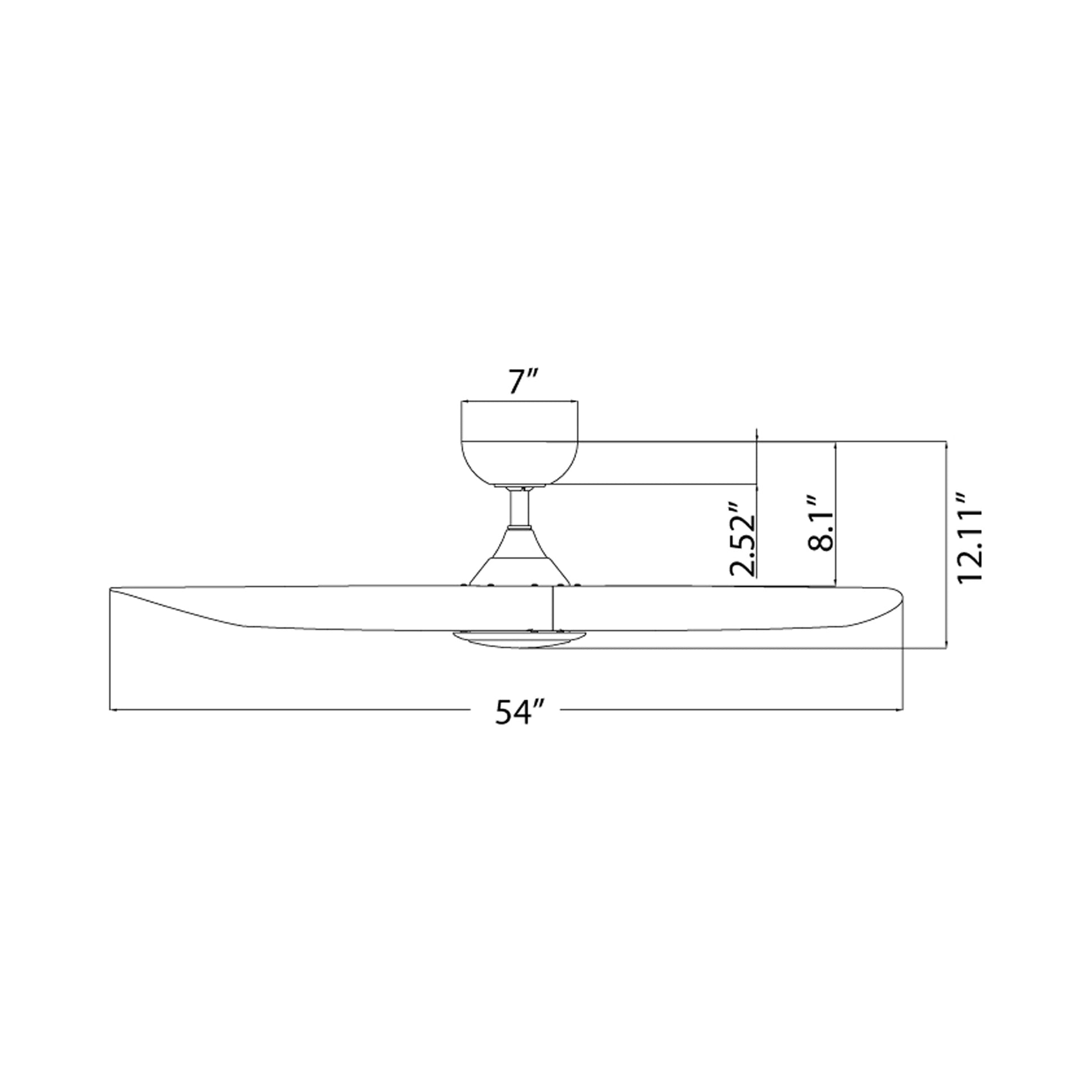 Swirl LED Flush Mount Ceiling Fan - line drawing.