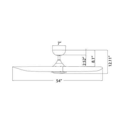 Swirl LED Flush Mount Ceiling Fan - line drawing.