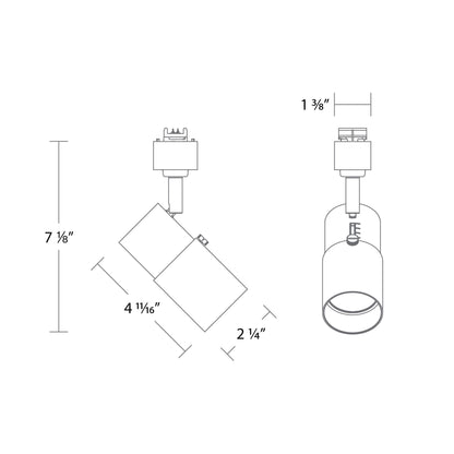 WAC Lighting X10 Outdoor LED Track Head - line drawing.