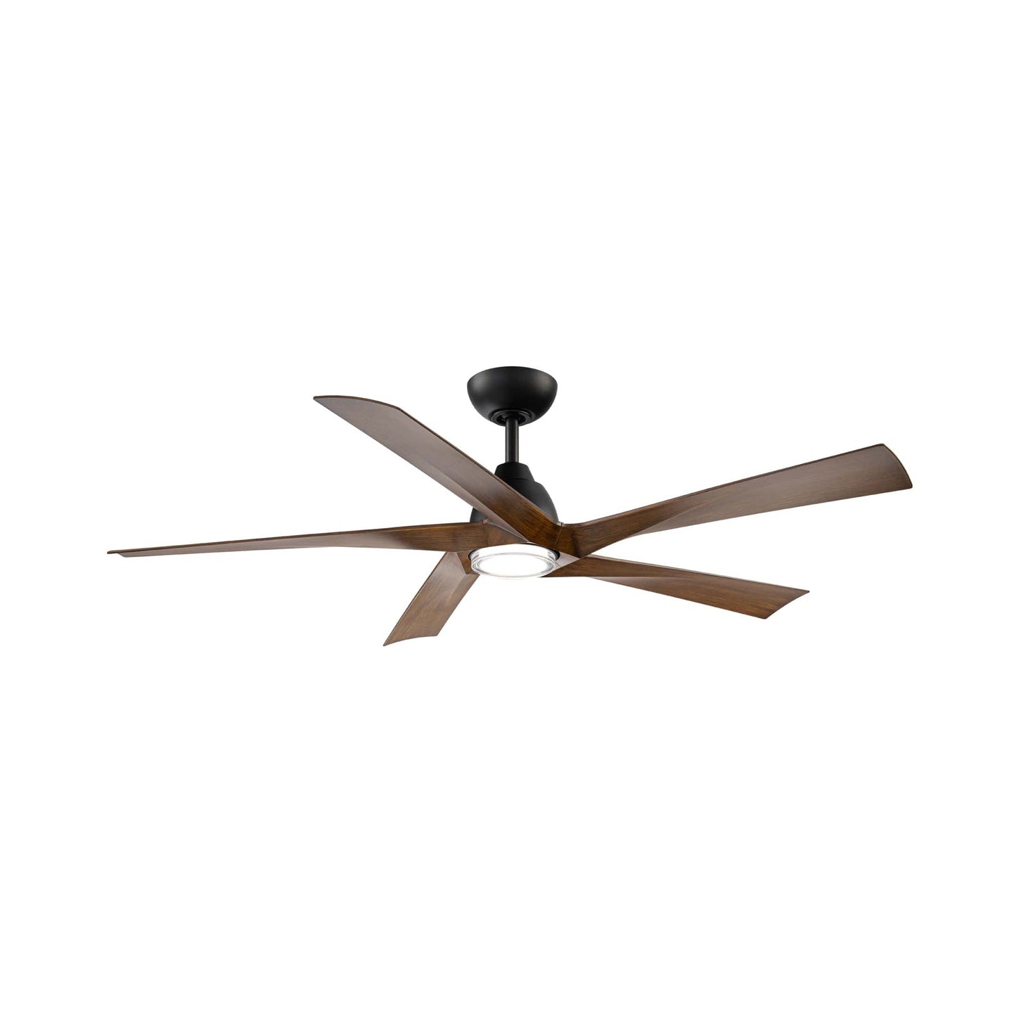 Zeke LED Ceiling Fan in Matte Black/Distressed Koa.