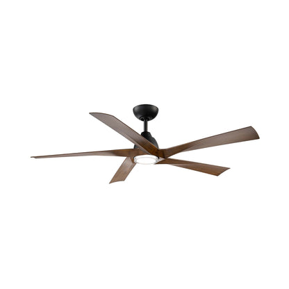 Zeke LED Ceiling Fan in Matte Black/Distressed Koa.