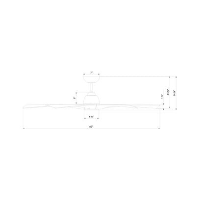 Zeke LED Ceiling Fan - line drawing.