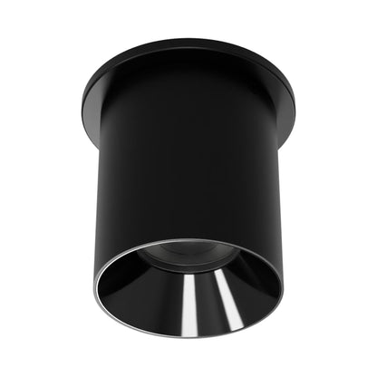 Zoron Round Outdoor LED Flush Mount Ceiling Light in Black/Black.