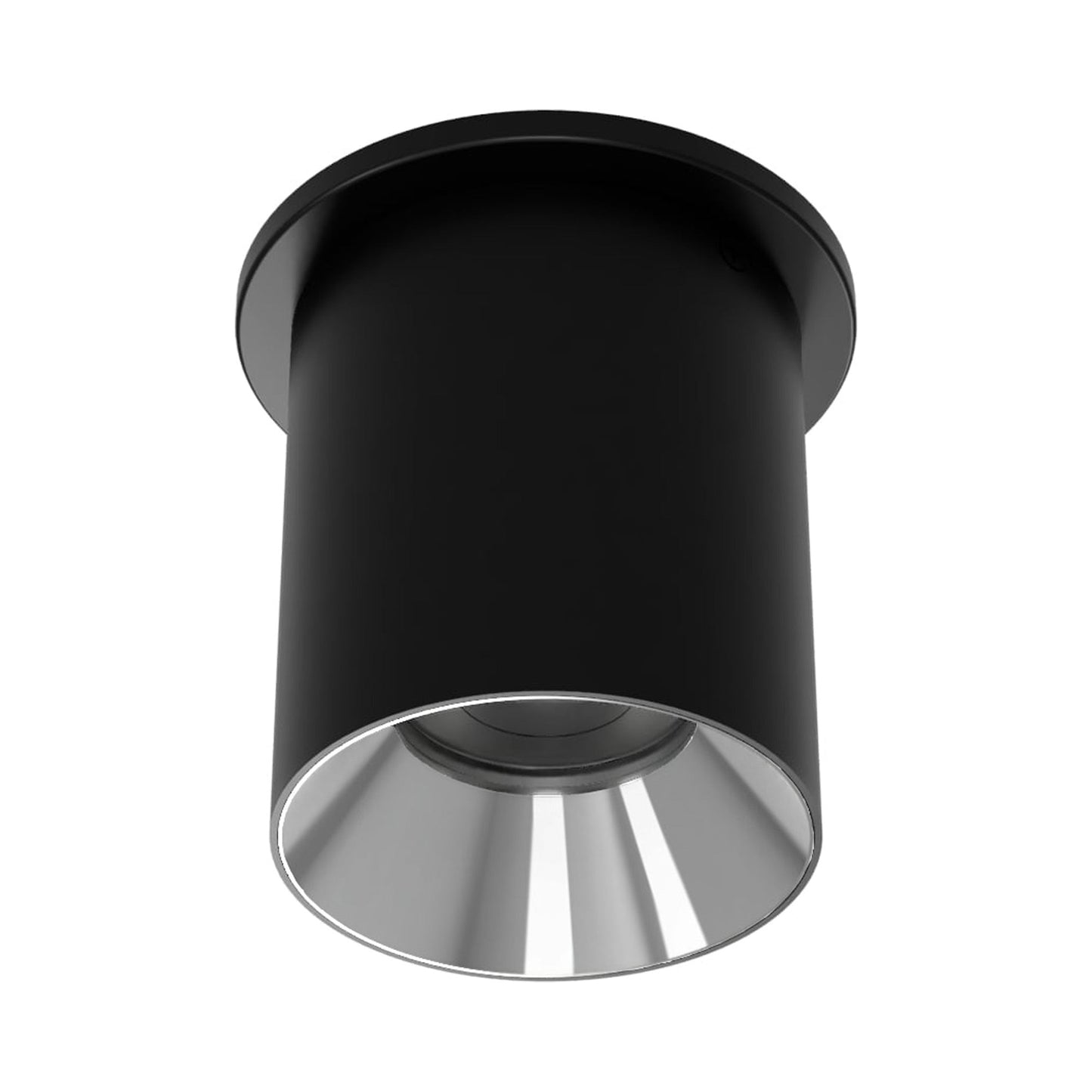 Zoron Round Outdoor LED Flush Mount Ceiling Light in Black/Chrome.
