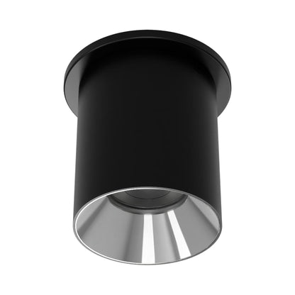 Zoron Round Outdoor LED Flush Mount Ceiling Light in Black/Chrome.