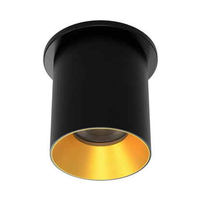 Zoron Round Outdoor LED Flush Mount Ceiling Light in Black/Gold.
