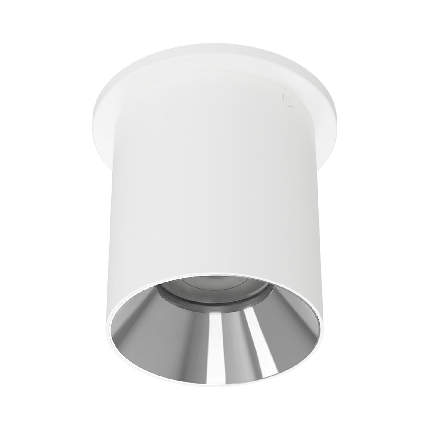 Zoron Round Outdoor LED Flush Mount Ceiling Light in White/Chrome.