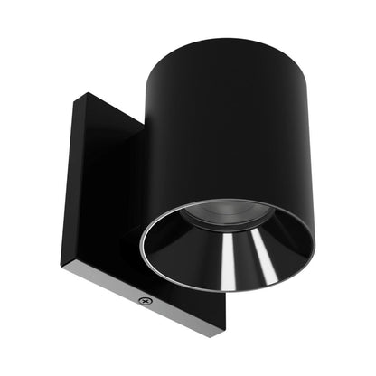Zoron Round Outdoor LED Wall Light in Black/Black.