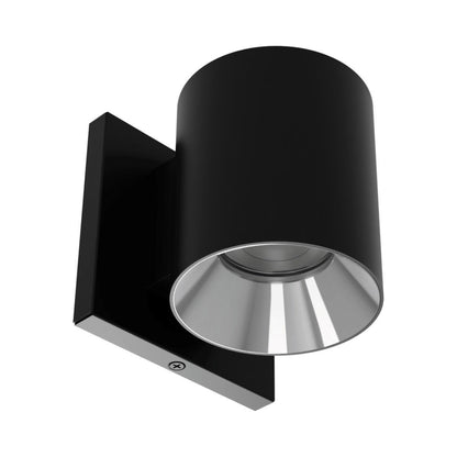 Zoron Round Outdoor LED Wall Light in Black/Chrome.