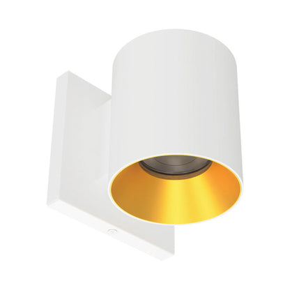 Zoron Round Outdoor LED Wall Light in White/Gold.