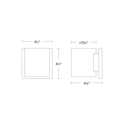 Zoron Round Outdoor LED Wall Light - line drawing.