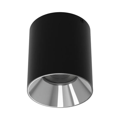 Zoron Round Trimless Outdoor LED Flush Mount Ceiling Light in Black/Chrome.