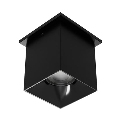 Zoron Square Outdoor LED Flush Mount Ceiling Light in Black/Black.
