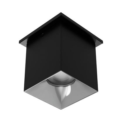 Zoron Square Outdoor LED Flush Mount Ceiling Light in Black/Chrome.