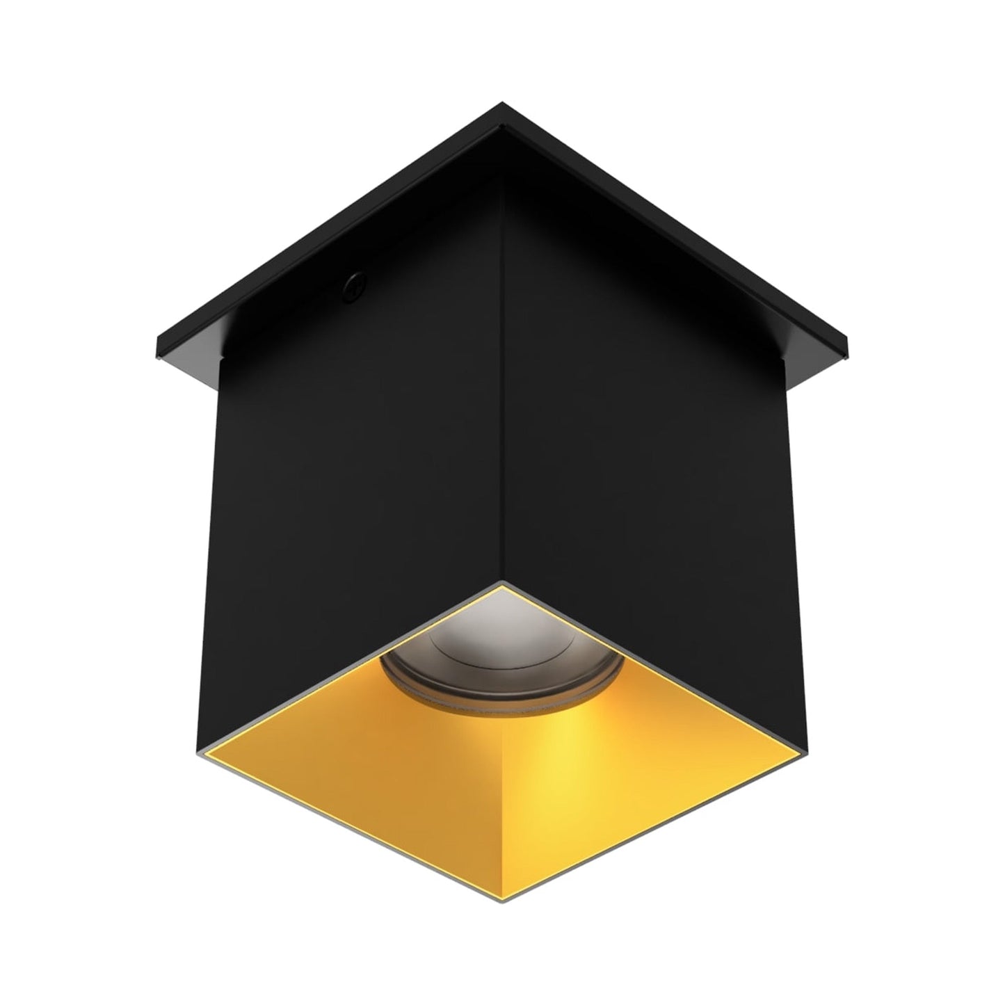 Zoron Square Outdoor LED Flush Mount Ceiling Light in Black/Gold.