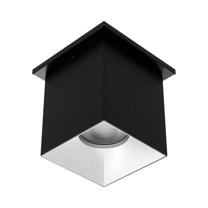 Zoron Square Outdoor LED Flush Mount Ceiling Light in Black/Haze.