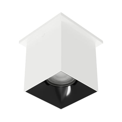 Zoron Square Outdoor LED Flush Mount Ceiling Light in White/Black.