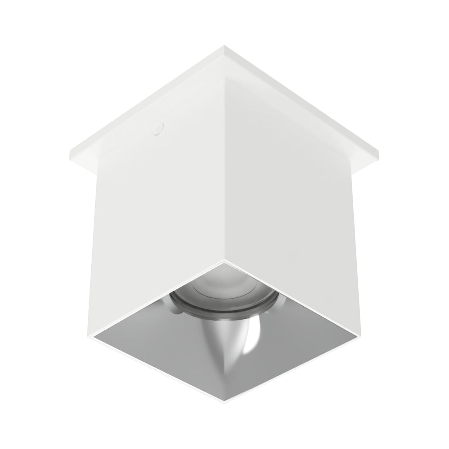 Zoron Square Outdoor LED Flush Mount Ceiling Light in White/Chrome.