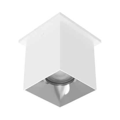 Zoron Square Outdoor LED Flush Mount Ceiling Light in White/Chrome.