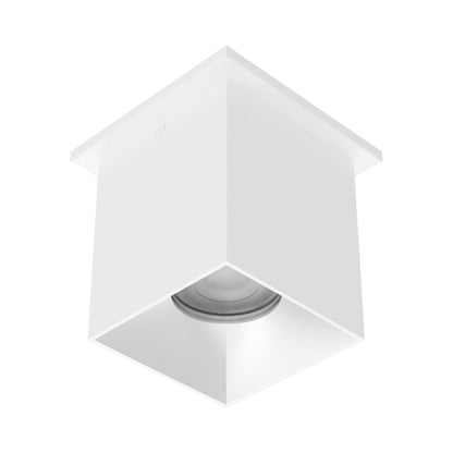 Zoron Square Outdoor LED Flush Mount Ceiling Light in White/Haze.