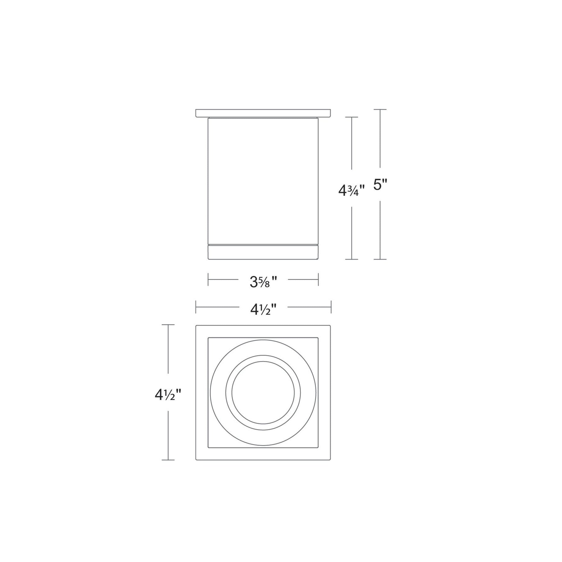 Zoron Square Outdoor LED Flush Mount Ceiling Light - line drawing.