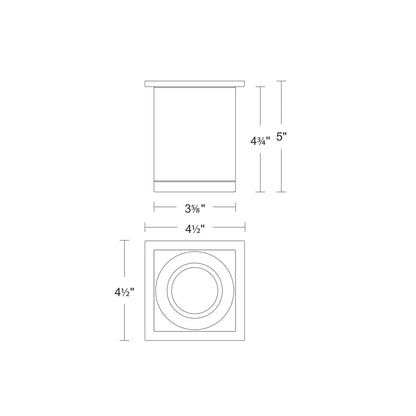Zoron Square Outdoor LED Flush Mount Ceiling Light - line drawing.