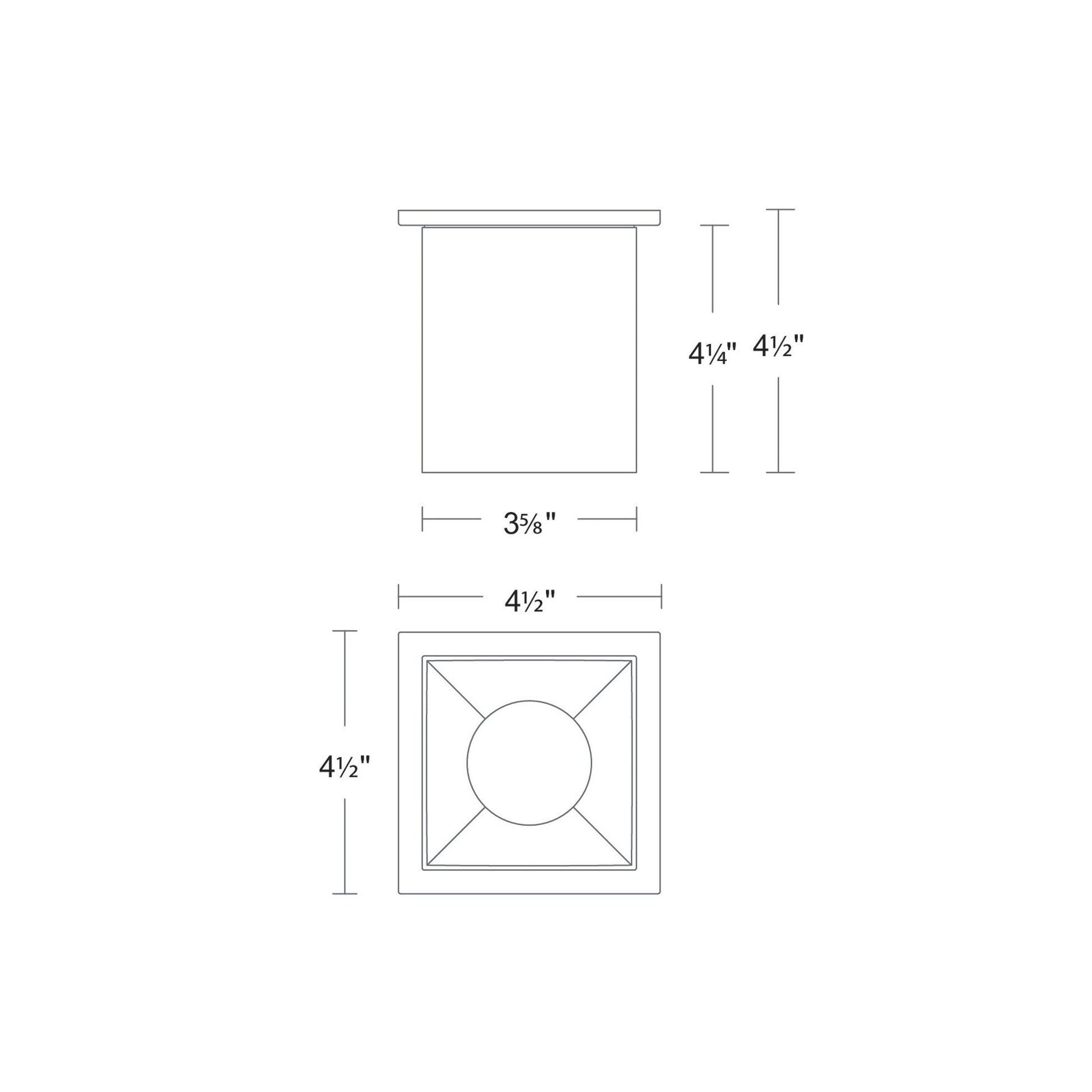 Zoron Square Outdoor LED Flush Mount Ceiling Light - line drawing.
