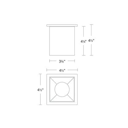 Zoron Square Outdoor LED Flush Mount Ceiling Light - line drawing.