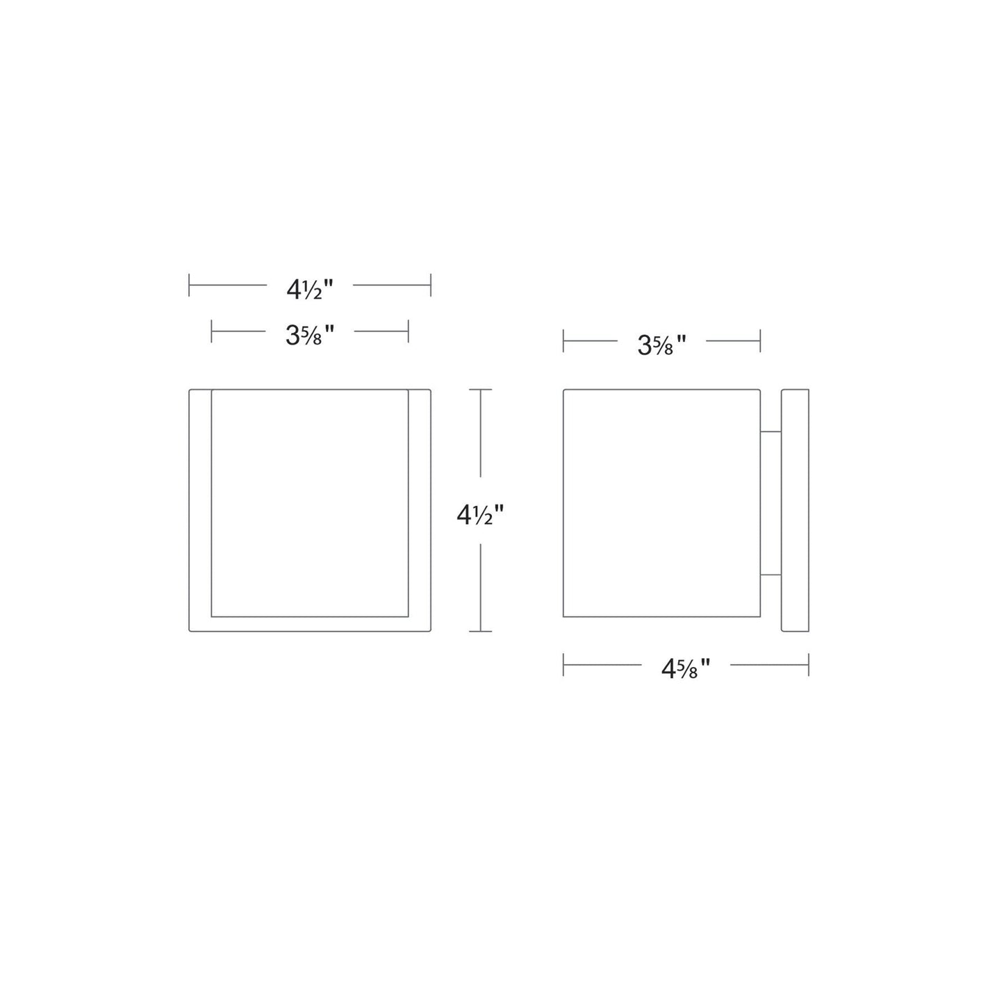 Zoron Square Outdoor LED Wall Light - line drawing.