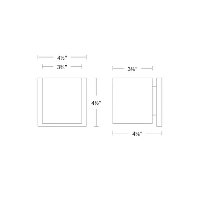 Zoron Square Outdoor LED Wall Light - line drawing.
