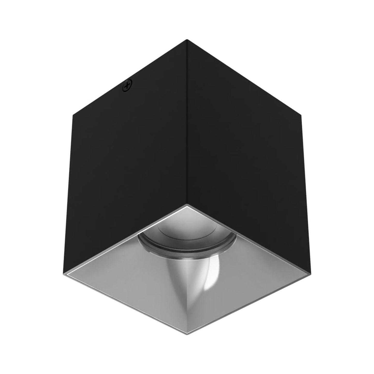 Zoron Square Trimless Outdoor LED Flush Mount Ceiling Light in Black/Chrome.