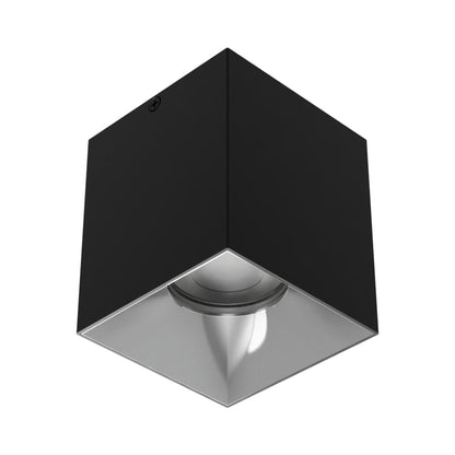Zoron Square Trimless Outdoor LED Flush Mount Ceiling Light in Black/Chrome.