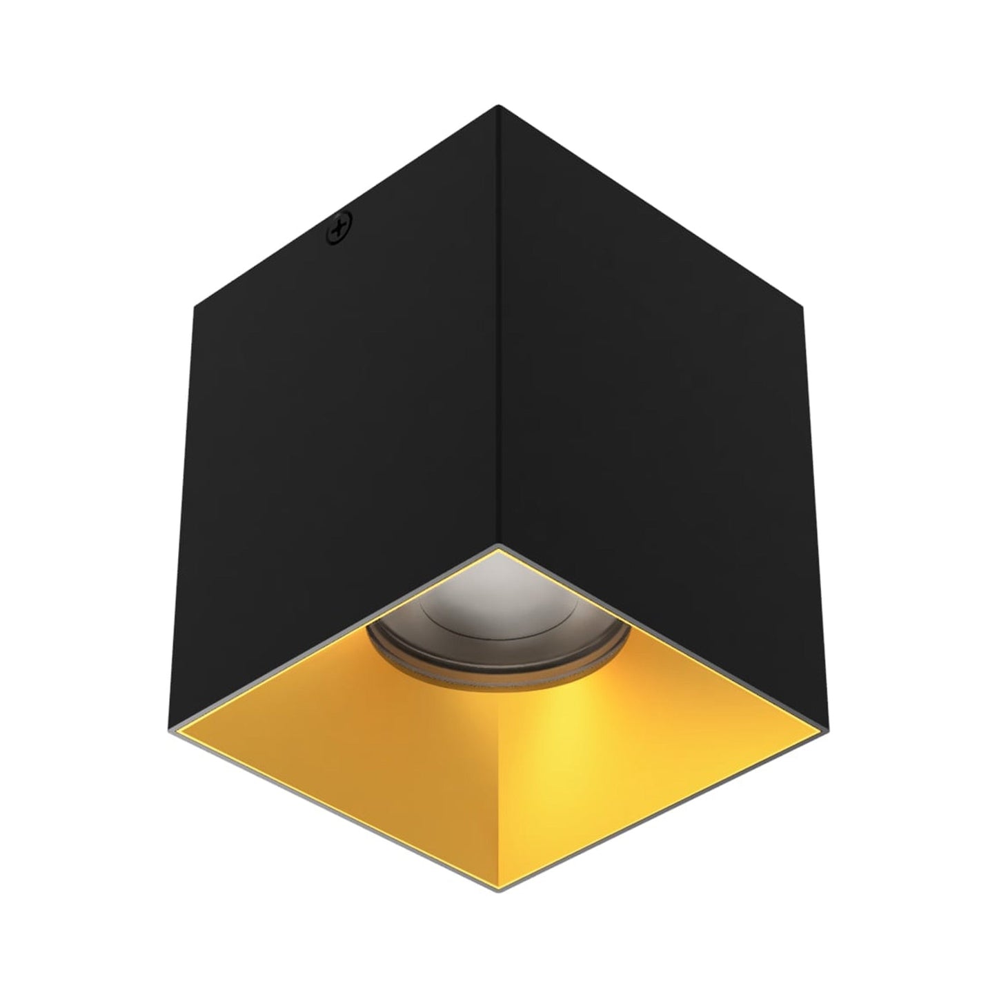 Zoron Square Trimless Outdoor LED Flush Mount Ceiling Light in Black/Gold.