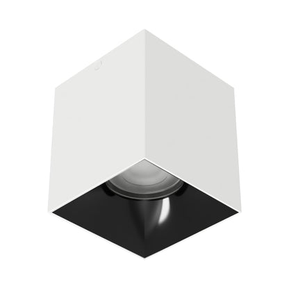 Zoron Square Trimless Outdoor LED Flush Mount Ceiling Light in White/Black.