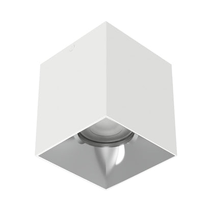 Zoron Square Trimless Outdoor LED Flush Mount Ceiling Light in White/Chrome.