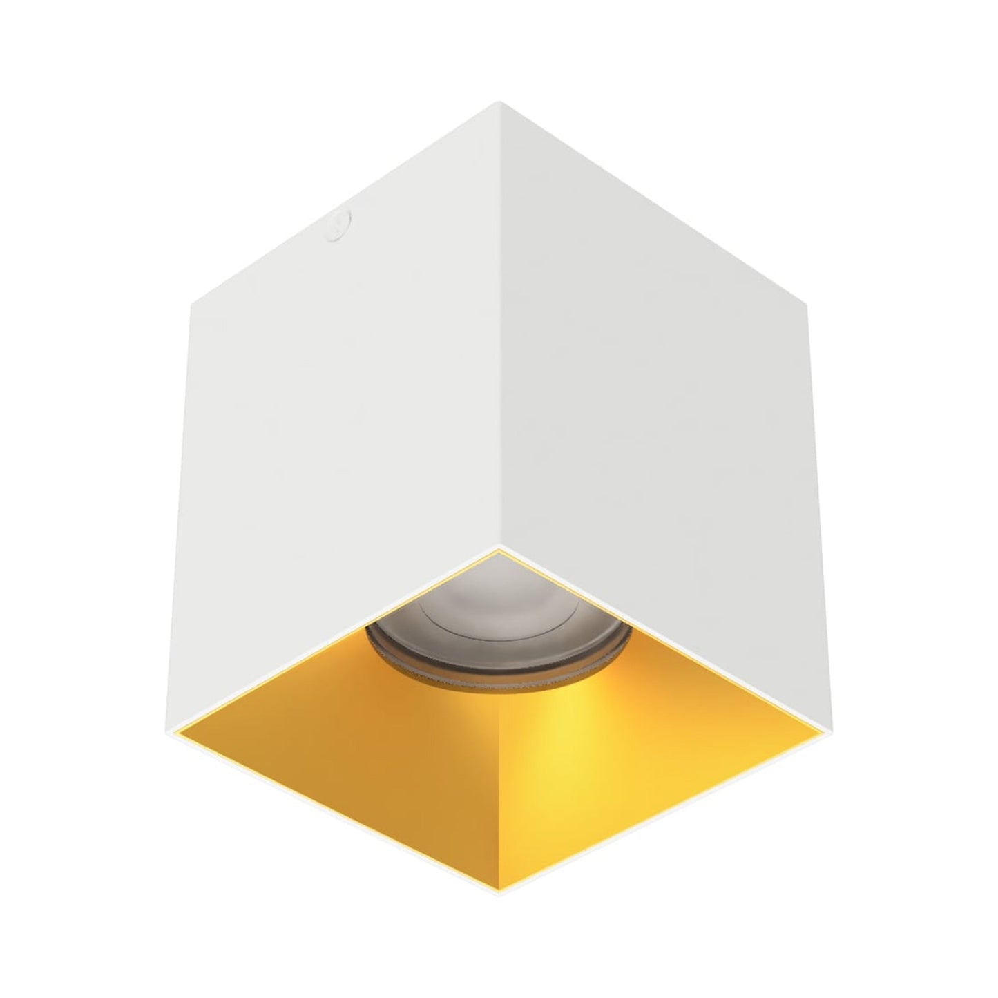 Zoron Square Trimless Outdoor LED Flush Mount Ceiling Light in White/Gold.