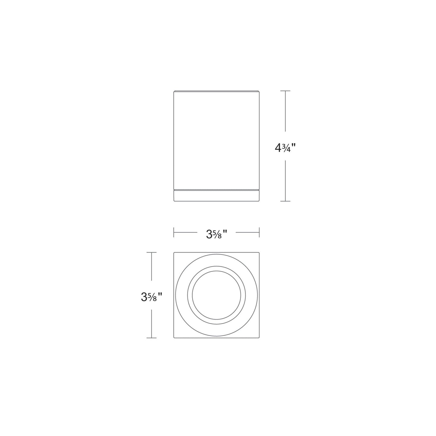 Zoron Square Trimless Outdoor LED Flush Mount Ceiling Light - line drawing.