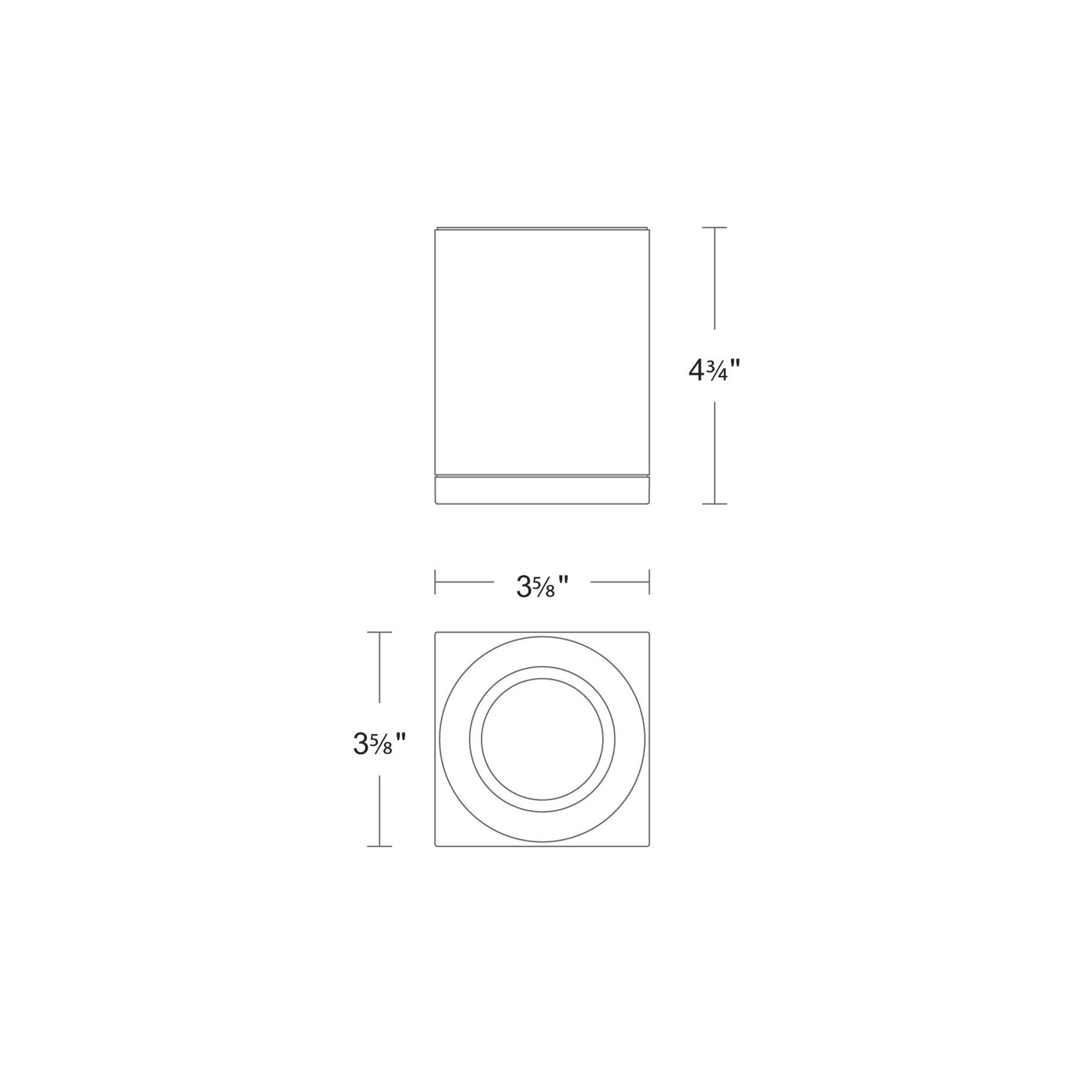 Zoron Square Trimless Outdoor LED Flush Mount Ceiling Light - line drawing.