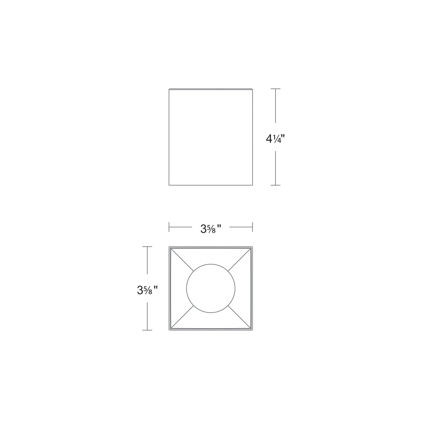 Zoron Square Trimless Outdoor LED Flush Mount Ceiling Light - line drawing.