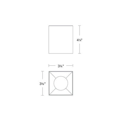 Zoron Square Trimless Outdoor LED Flush Mount Ceiling Light - line drawing.