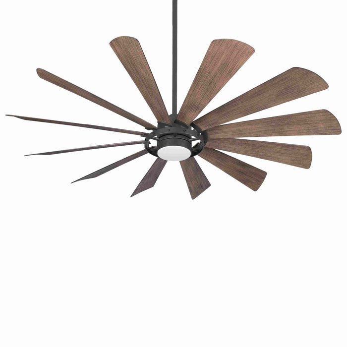 Windmolen LED Outdoor Ceiling Fan in Oil Rubbed Bronze/Seasoned Wood.