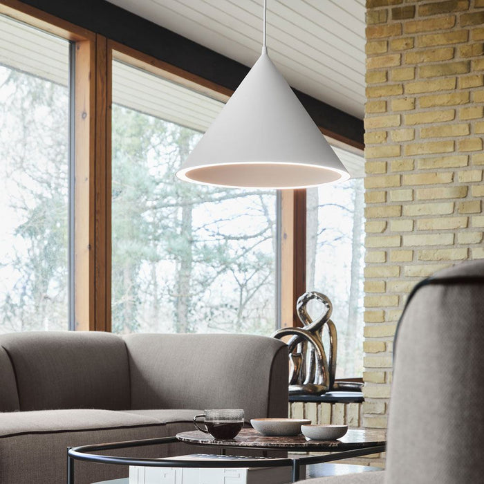 Annular LED Pendant Light in living room.